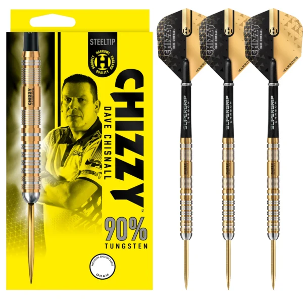 Harrows Chizzy v2 Darts - Steel Tip - 90% - Dave Chisnall - Gold Titanium 21g