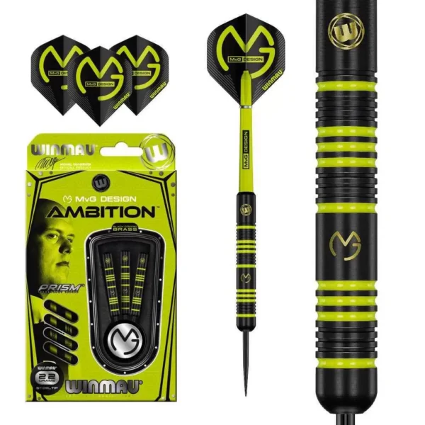 Winmau - noolekomplekt - MvG Ambition - must -Â 24g - BRASS