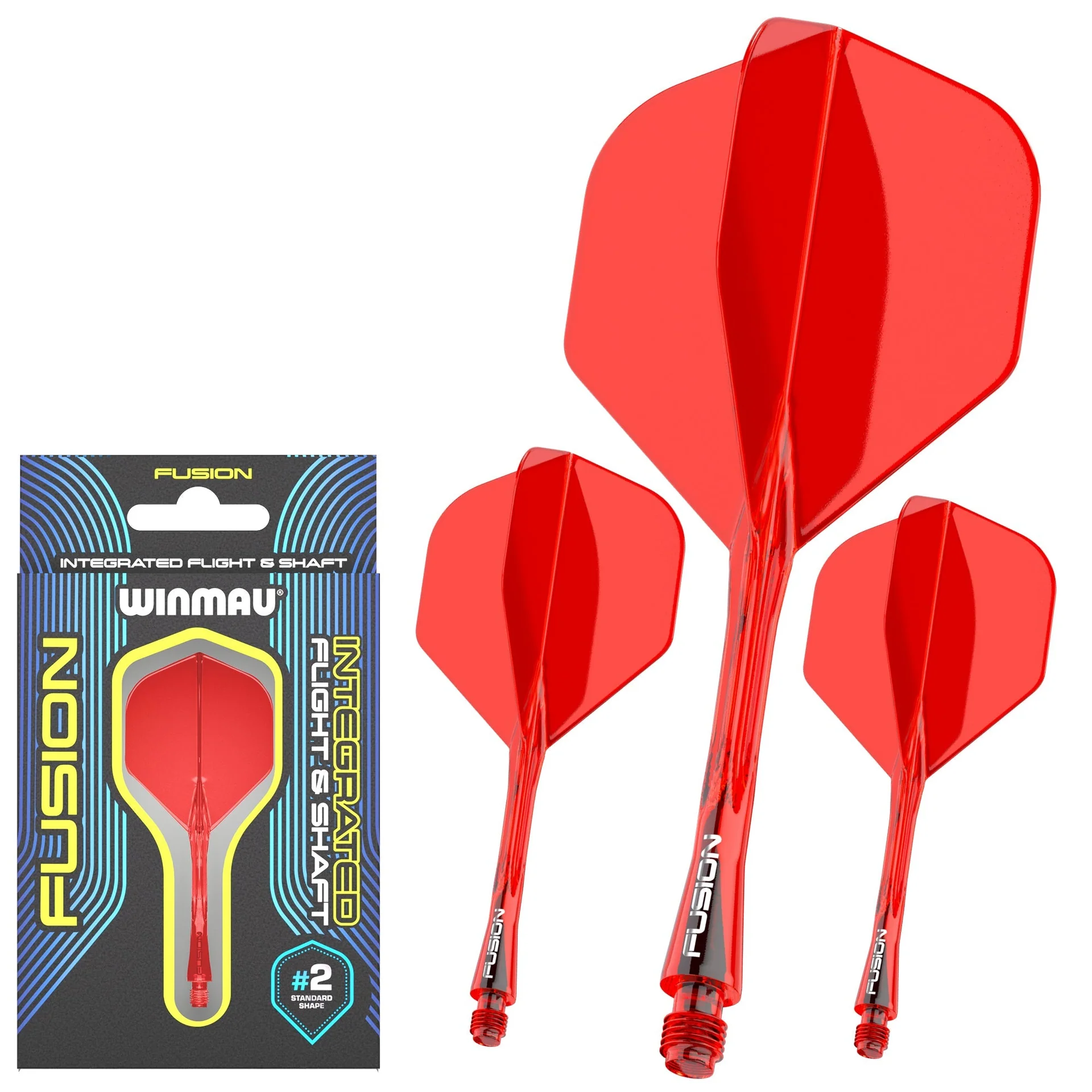 Winmau - Fusion 2in1 - sulg ja vars ühes tükis - medium - 34mm - shape #2 - punane (poolläbipaistev)