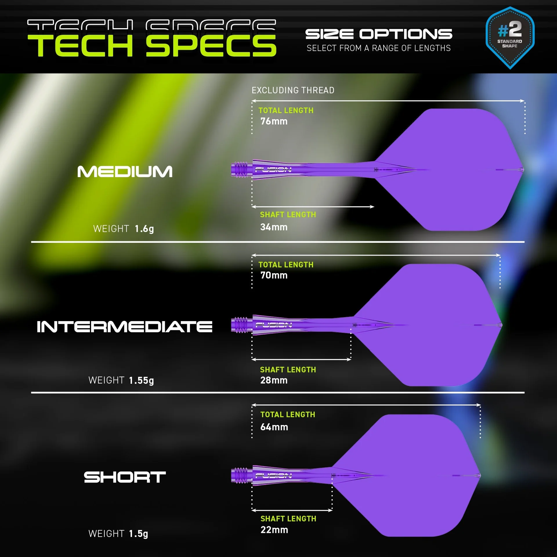 Winmau - Fusion 2in1 - sulg ja vars ühes tükis - medium - 34mm - shape #2 - (poolläbipaistev) - Image 5