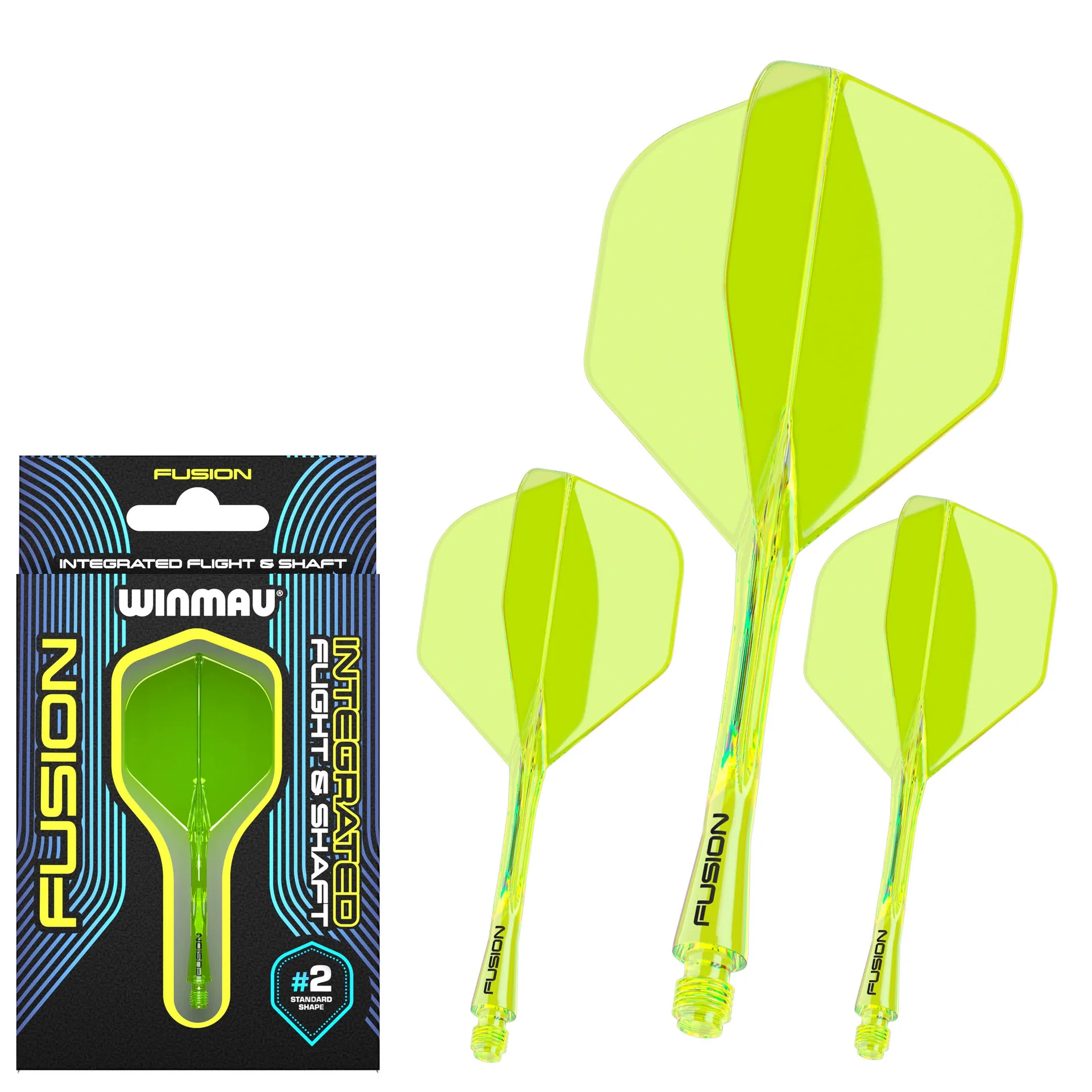 Winmau - Fusion 2in1 - sulg ja vars ühes tükis - medium- 34mm - shape #2 - neoonkollane (läbipaistev)