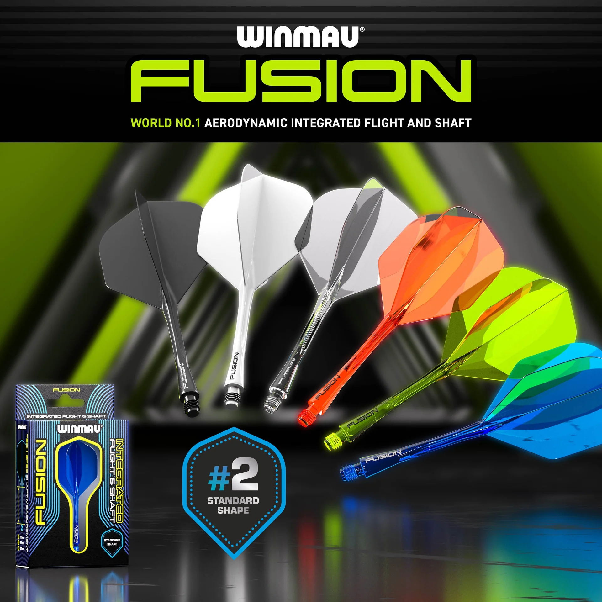 Winmau - Fusion 2in1 - sulg ja vars ühes tükis - medium - 34mm - shape #2 - neoonsinine (poolläbipaistev) - Image 4