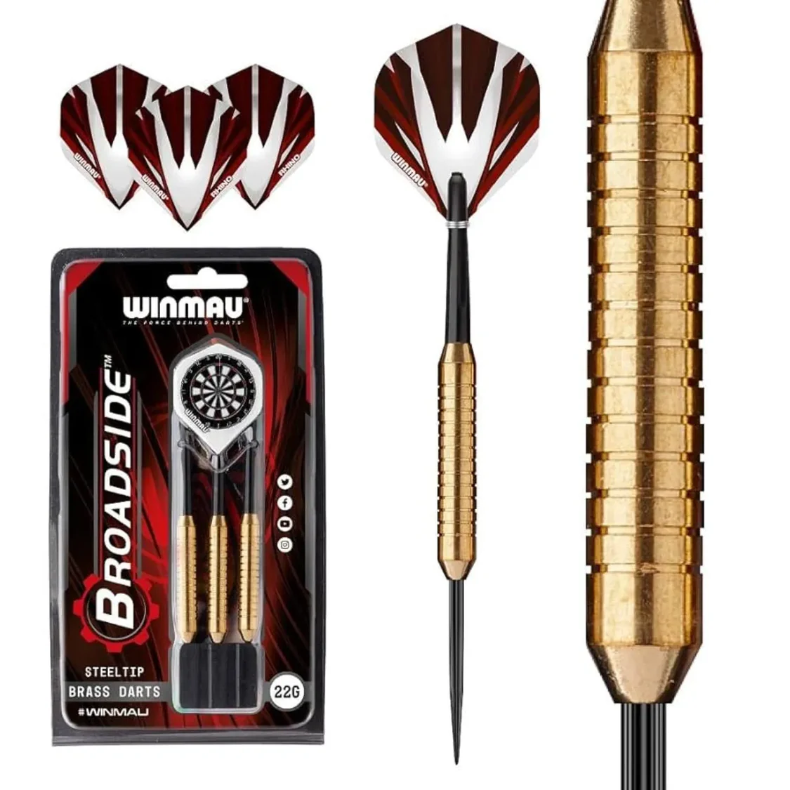 Winmau Broadside messingist nooled terasest otsaga nooled 22g