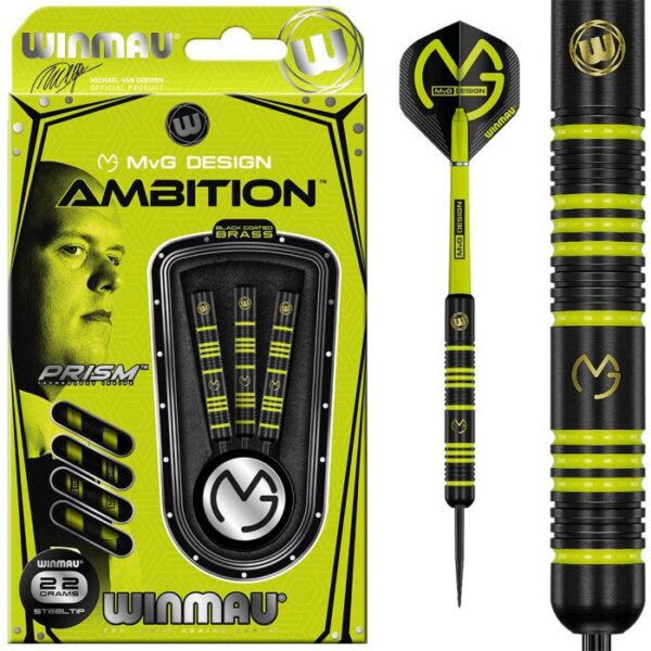 Winmau - noolekomplekt - MvG Ambition - must -  22g - Brass