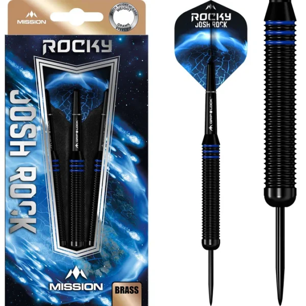 Mission Josh Rock Darts Ter&auml;sk&auml;rki - Messinki - Rocky - musta ja sininen - 22g