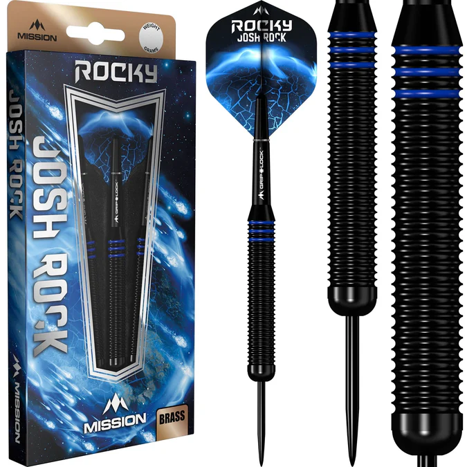 Mission Josh Rock Darts Steel Tip - Brass - Rocky - must & sinine - 22g - Image 2
