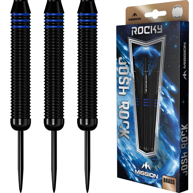 Mission Josh Rock Darts Steel Tip - Brass - Rocky - must & sinine - 22g - Image 4
