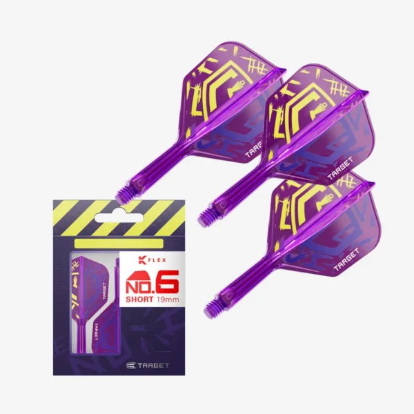 Target Luke 'The Nuke' Littler K-Flex integrated stem & feather - No.6 - short - purple clear