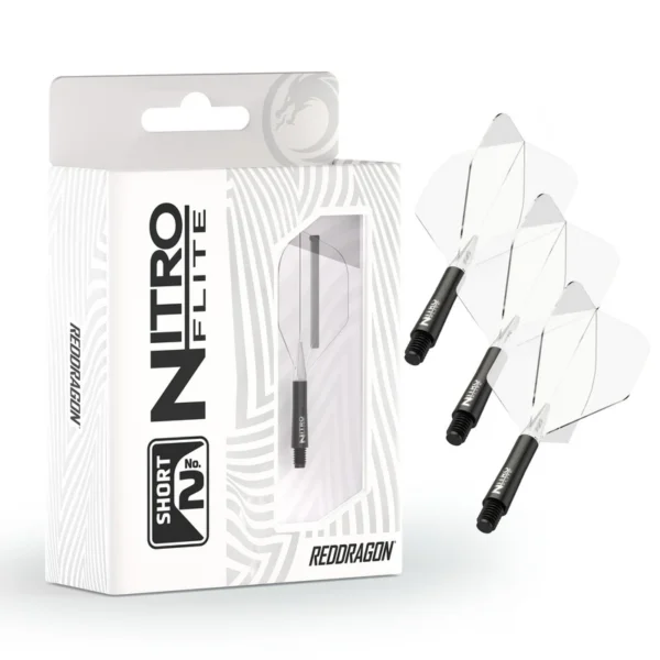 RedDragon – Nitro Flite – integreeritud vars ja sulg – must & läbipaistev – short – 19,5mm – N2