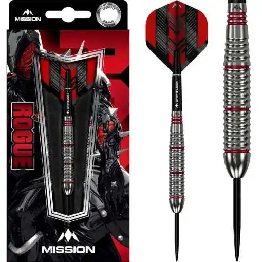 Mission Rogue noolekomplekt – Steel Tip – Silver and Red - Brass – 22g